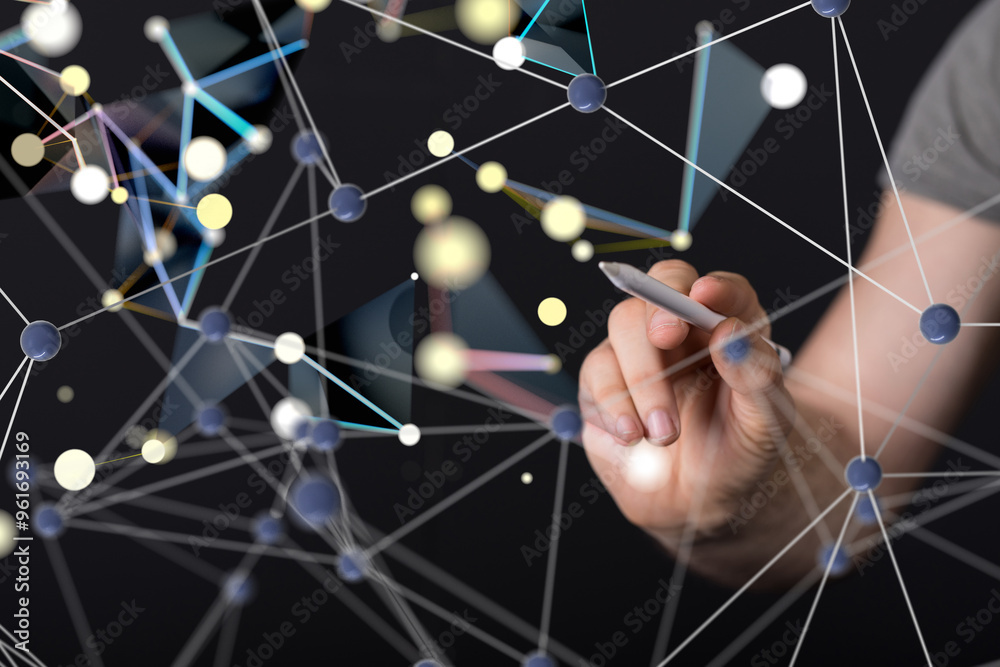 Poster conference digital network and data concept 3d