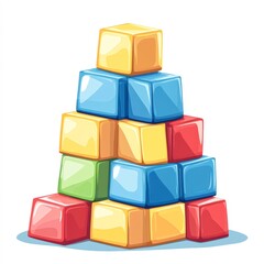 Obraz premium Colorful toy blocks stacked in a neat pyramid shape, perfect for content related to early childhood education, playtime activities, and developmental toys,
