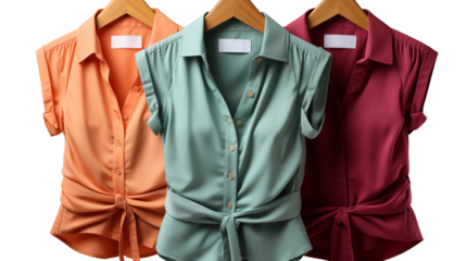 stylish trendy top for women in different colour, studio view, isolated on transparent background.