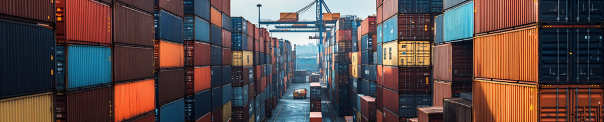 Fototapeta premium the sheer magnitude of a mountainous stack of containers in a bustling container yard