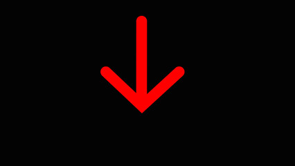 Red Download Arrow Down Flat Icon On black Background.Arrow icon vector illustration .download icon sign. down arrows icon.