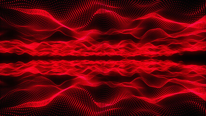 Abstract wave of particles. Futuristic background. Big data visualization. Network connection. 3D abstract digital technology