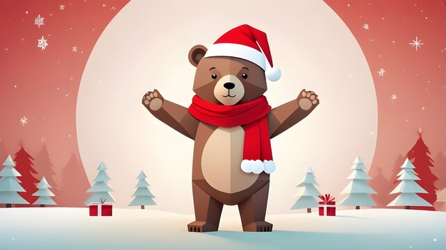 christmas card with santa claus and reindeer