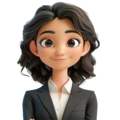 3D Cartoon Businesswoman Smiling White Background Isolated on Transparent or White Background, PNG © The