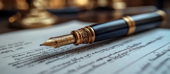 Elegant Fountain Pen on a Document