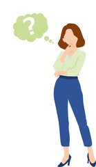 考え事をする女性のイラスト