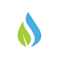 Drop and Leaf Logo Symbol Simple Nature Logo. Natural Water Drop and Leaf Icon Design.