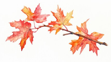 Fototapeta premium Vibrant Autumn Leaves: A Stunning Watercolor Illustration of Nature's Seasonal Beauty