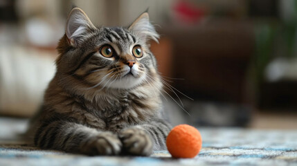 A cat engaging with interactive toys, showing both physical activity and mental stimulation.