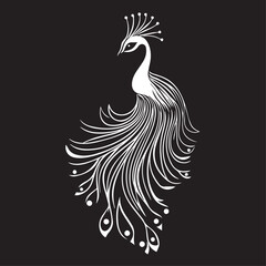 Obraz premium Peacock in cartoon, doodle style . Image for t-shirt, web, mobile apps and ui. Isolated 2d vector illustration in logo, icon, sketch style, Eps 10, black and white. AI Generative