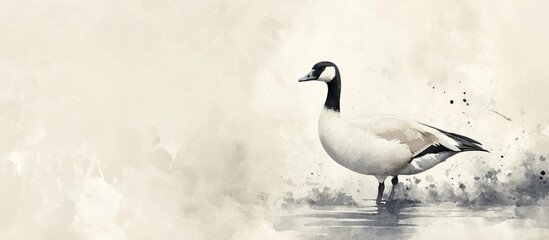 Fototapeta premium Elegant Watercolor Illustration of a Goose in Tranquil Waters