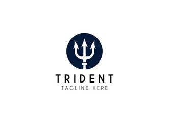 Trident graphic icon. Trident Poseidon sign in the circle isolated on white background. Vector illustration