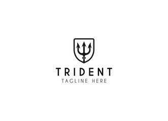 Trident graphic icon. Trident Poseidon sign in the circle isolated on white background. Vector illustration