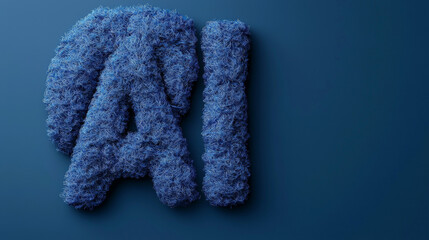 Artificial brain and 3D technology in "AI" vector text design