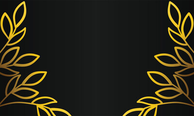 black background with hand drawn gold leaf ornament
