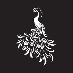Fototapeta premium Peacock in cartoon, doodle style . Image for t-shirt, web, mobile apps and ui. Isolated 2d vector illustration in logo, icon, sketch style, Eps 10, black and white. AI Generative