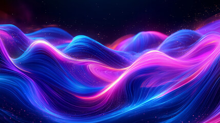 Obraz premium Translucent Space Network Landscape. Pink, Blue, Purple Space Universe Waves. Digital Motion Design. Golographic Gradient Studio Visualization. Cyber Neon Futuristic Net Landscape. 3D Fluid Swirl.