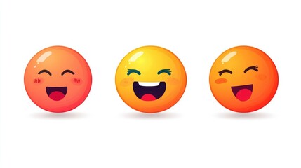 Fototapeta premium Flat Vector Design of an Emoji Face on White Background for Digital Use