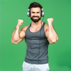 Fototapeta premium person with headphones at gym