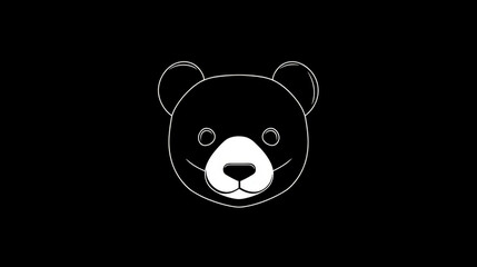 Obraz premium A simple black outline of a panda's head.