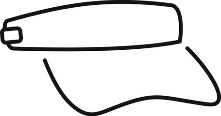 Simple line drawing of a sun visor, a popular type of headwear for outdoor activities and sun protection