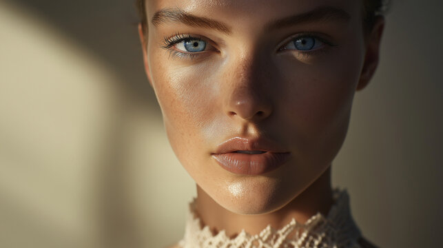 Atemberaubendes schwedisches Topmodel. Glamour&ouml;ses Portr&auml;t. Strahlende blaue Augen, perfektes Make-up. Hochwertige Modefotografie. Zeitlose Eleganz trifft modernen Chic. Luxus-Look