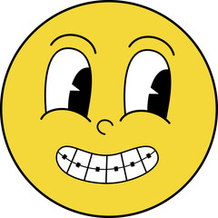 Retro Emoji big smile with dental braces