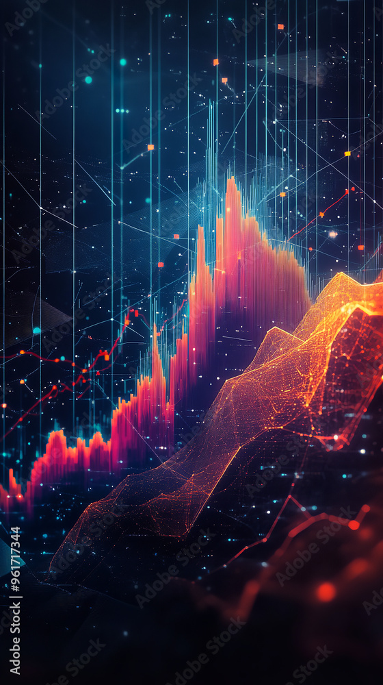 Canvas Prints abstract modern stock market design with digital graphs