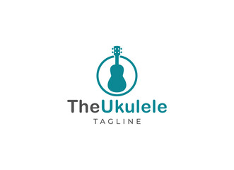 Simple and minimalist ukulele music logo vector illustration.