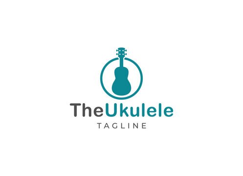 Simple and minimalist ukulele music logo vector illustration.