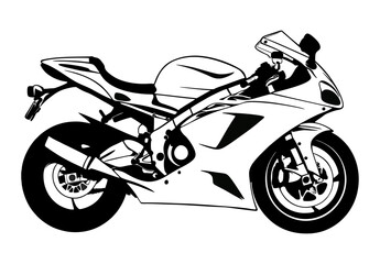 Flat design of a racing bike motorcycle vector in black and white perfect for apps, website, logo or sign 