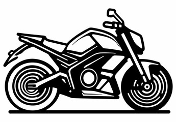 Flat design of naked bike motorcycle vector in black and white perfect for apps, website, logo or sign 