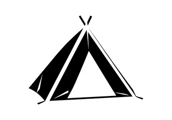 Flat design of a tent vector in black and white perfect for apps, website, logo or sign 