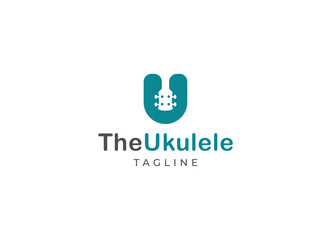 Simple and minimalist ukulele music logo vector illustration.