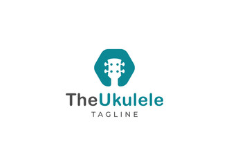 Simple and minimalist ukulele music logo vector illustration.