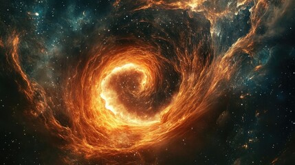 Dynamic Explosion of a Galactic Wormhole with Intense Light and Flames in Deep Space, Surrounded by Starry Nebula