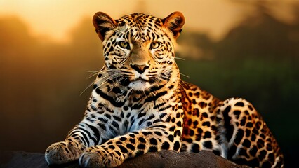Obraz premium close up portrait of a leopard, leopard in rain forest, native to Sri Lanka , leopard looking at camera portrait 