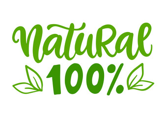 Fototapeta premium Natural Product Badge Organic Food Hand Lettering