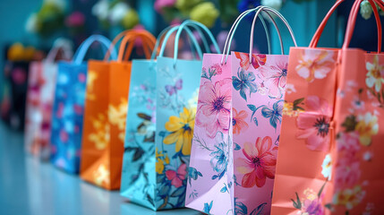 Customized paper bags used by boutiques, cafes, or specialty stores, promoting brand identity.