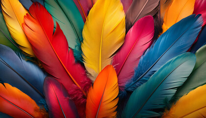 An illustration of colorful frayed feathers