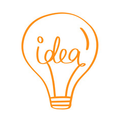 Fototapeta premium Idea Light Bulb Brainstorm Solution Calligraphy