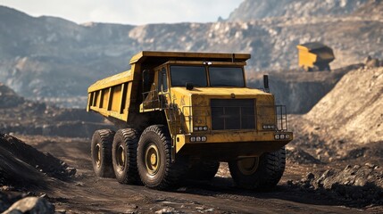 Obraz premium Large quarry truck dump truck quarry mining mining iron ore mining gold diamond copper