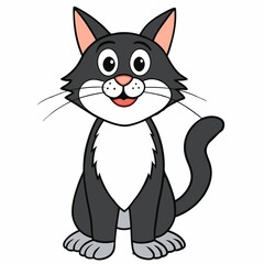 Obraz premium Happy cartoon cat character with a big smile on a white background