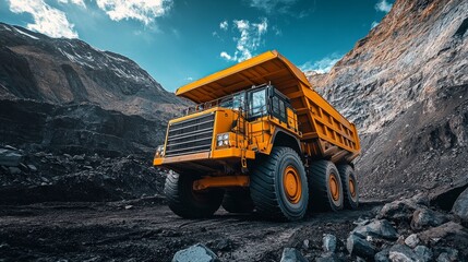 Obraz premium Large quarry truck dump truck quarry mining mining iron ore mining gold diamond copper