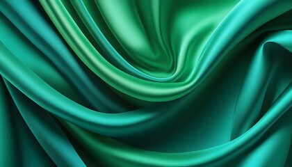 Obraz premium Abstract green gradient background with layers of silk folded drapery. Abstract Organic Green Textures. Luxurious Drapery in Green Hues