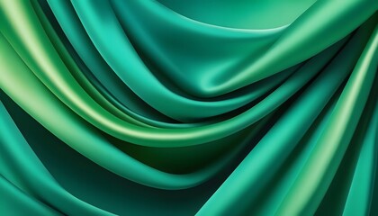 Obraz premium Abstract green gradient background with layers of silk folded drapery. Abstract Organic Green Textures. Luxurious Drapery in Green Hues