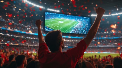 Football Fan Cheering in Stadium