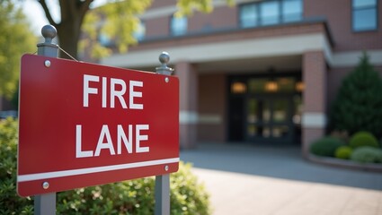 Obraz premium Emergency Access Fire Lane Sign at Hospital Entrance