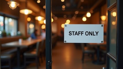 Exclusive Access Staff Only Sign with Restaurant Backdoor