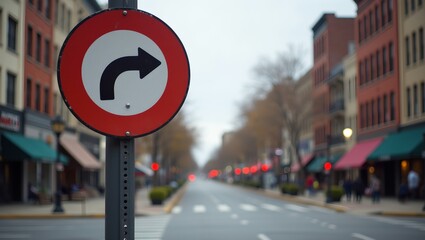 No Left Turn Sign in Urban Setting